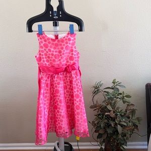 Dress for girls, transparent pink circles with white under it, Size 12